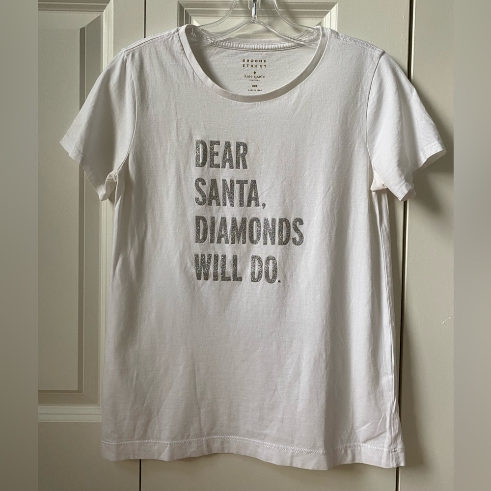 “Dear Santa, Diamonds Will Do” Brooke Street by Kate SpadeT-shirt size XXS - Picture 3 of 7